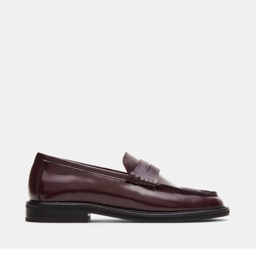 Steve Madden Madison Box Deep Burgundy Leather Loafers - Picture 7 of 13